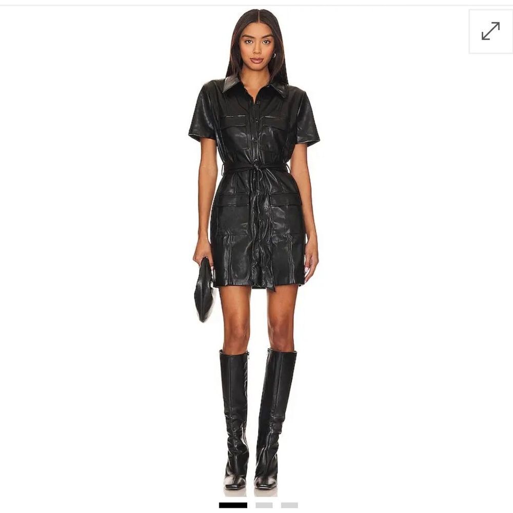 Amanda Uprichard Greyson Black Faux Leather Mini Dress